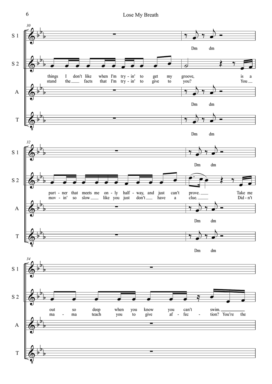 Lose My Breath 4-Part scores gallery preview page 6