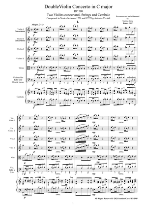 Vivaldi - Double Violin Concerto in C major RV 508 for Two Violins, Strings and Cembalo