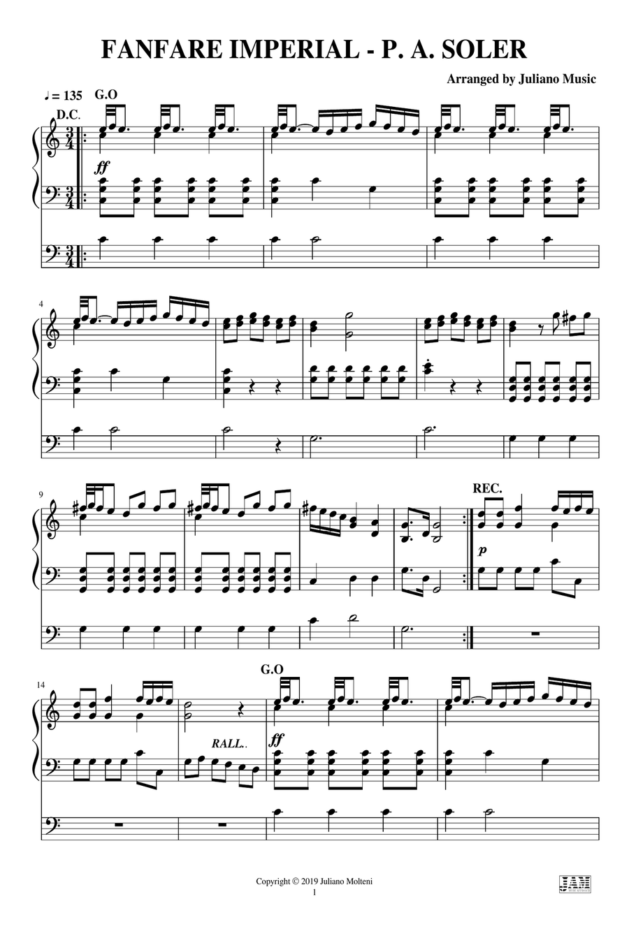FANFARE IMPERIALE (EASY ORGAN) - P. A. SOLER FANFARE IMPERIALE (EASY ORGAN) - P. A. SOLER Organ Solo scores gallery preview page 3