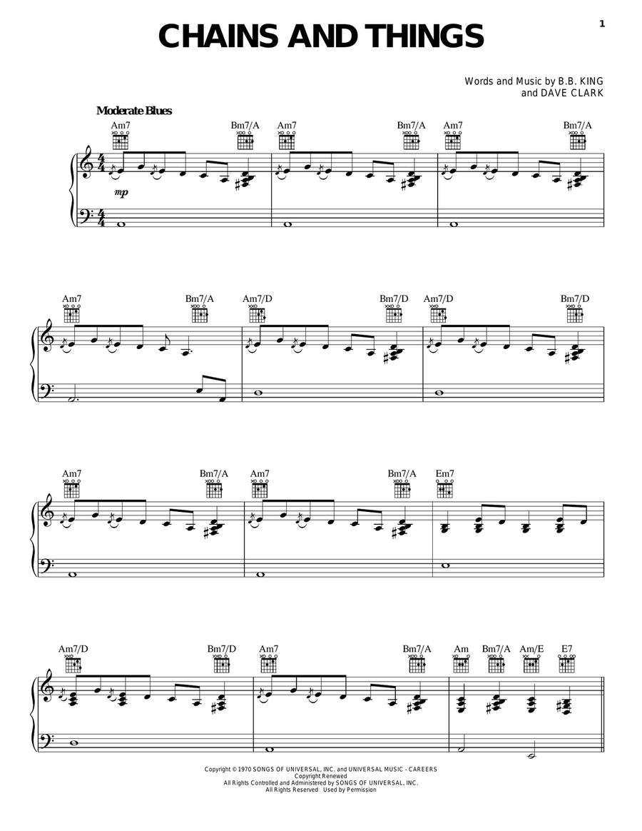 Chains And Things Chains And Things Piano, Vocal, Guitar scores gallery preview page 1
