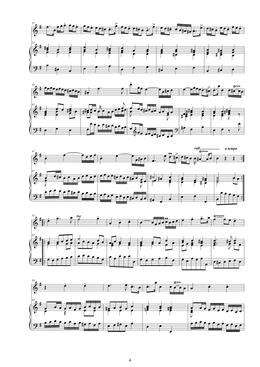 Handel - Flute Sonata No.1 in E minor Op.1 HWV379 for Flute and Cembalo or Piano Flute scores gallery preview page 4