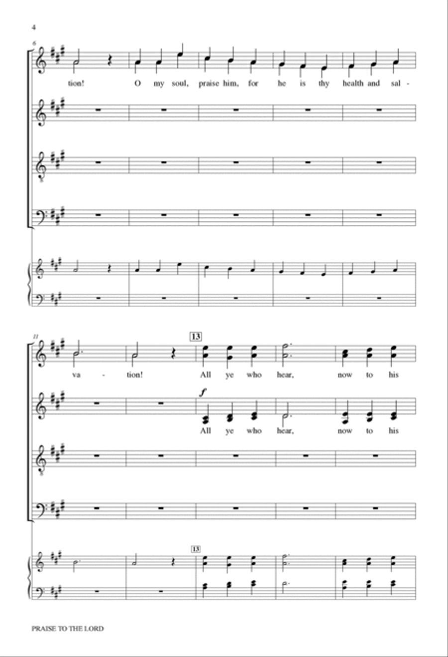Praise to the Lord (revised edition) Divisi scores gallery preview page 4