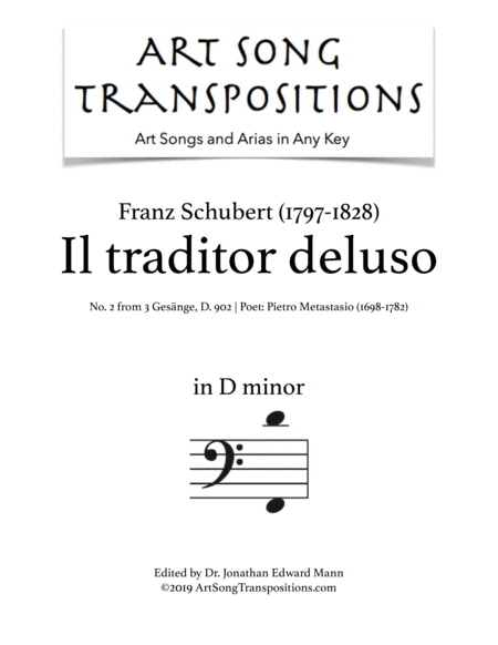 SCHUBERT: Il traditor deluso, D. 902 no. 2 (transposed to D minor)