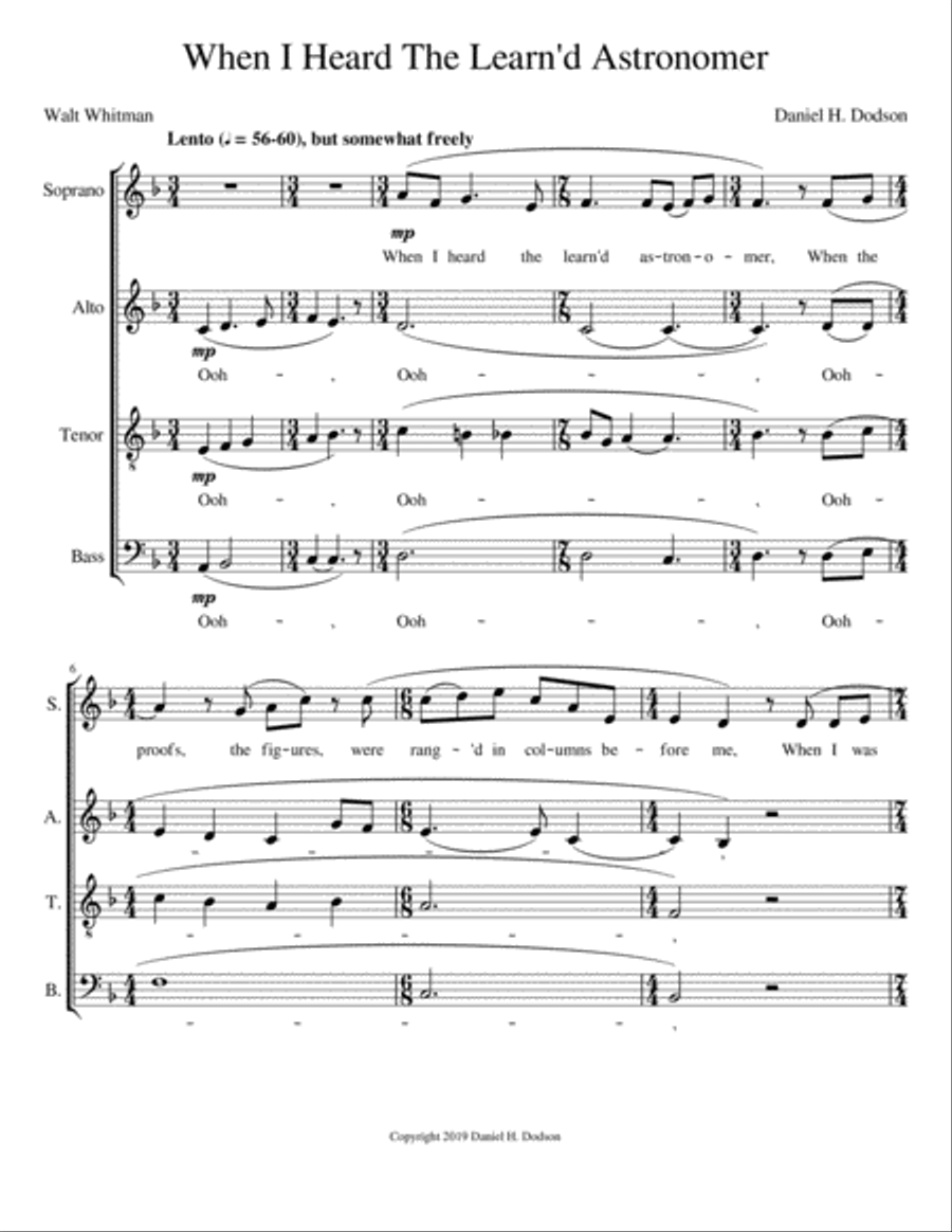 When I Heard the Learn'd Astronomer 4-Part scores gallery preview page 1
