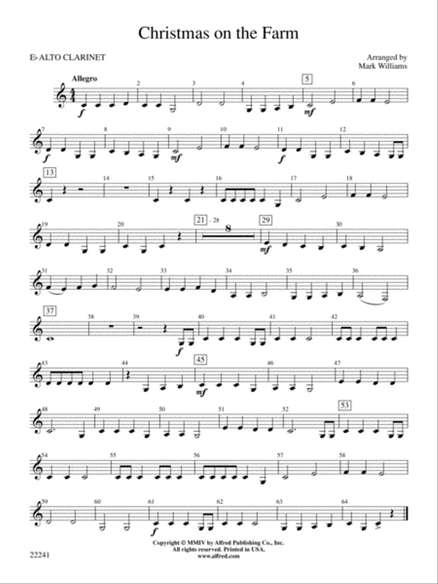 Christmas on the Farm: E-flat Alto Clarinet Concert Band scores gallery preview page 1