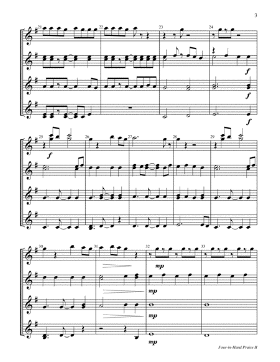 Four-in-Hand Praise II Handbell Choir scores gallery preview page 4
