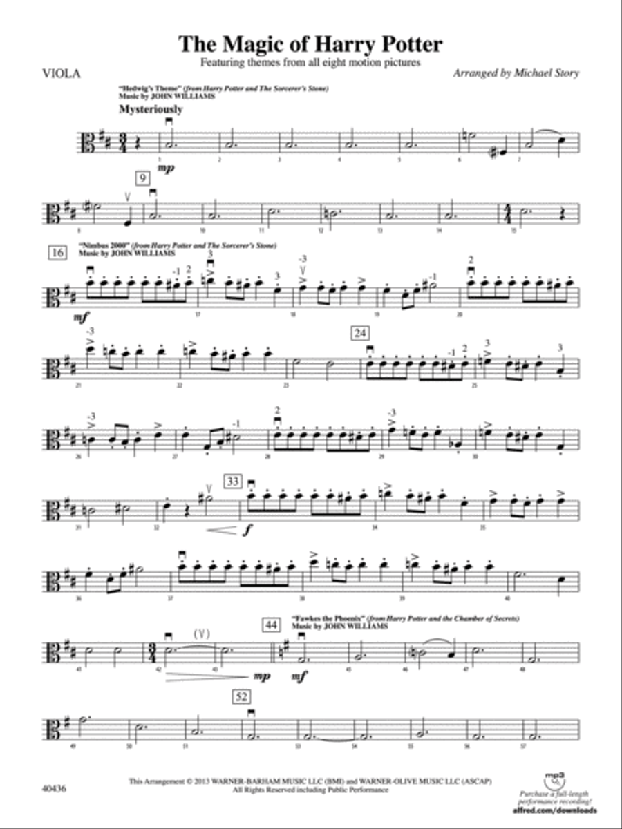 The Magic of Harry Potter: Viola Full Orchestra scores gallery preview page 1