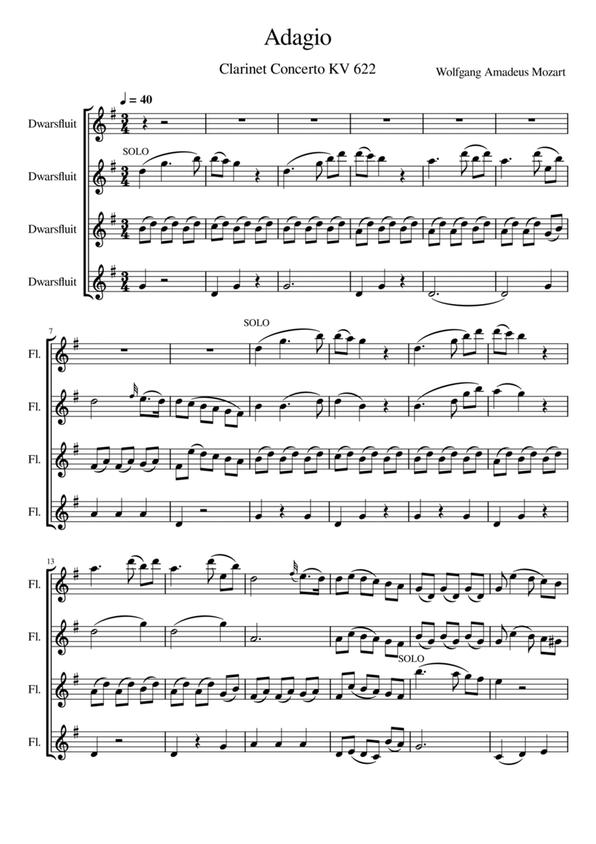 Adagio Clarinet Concerto in A Major KV 622