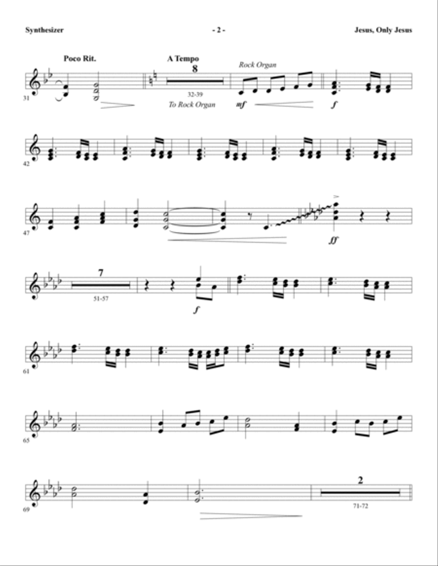 Jesus, Only Jesus - Synthesizer Choir scores gallery preview page 2