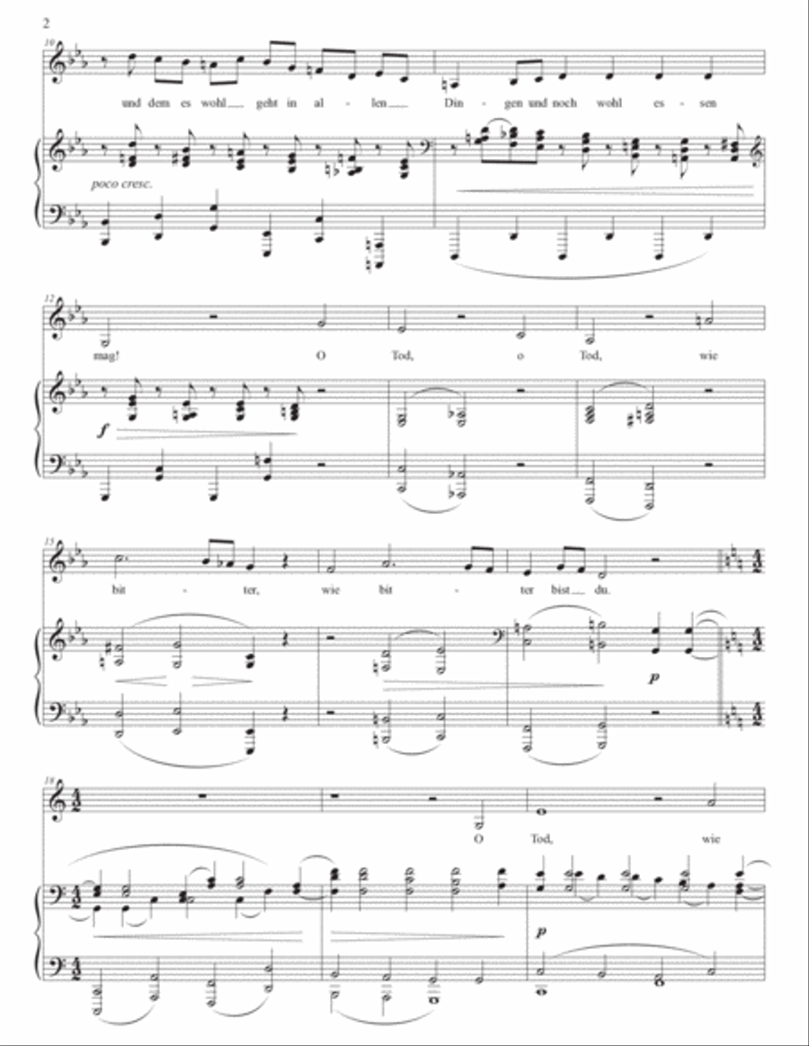 BRAHMS: O Tod, wie bitter bist du, Op. 121 no. 3 (transposed to C minor) Voice scores gallery preview page 3