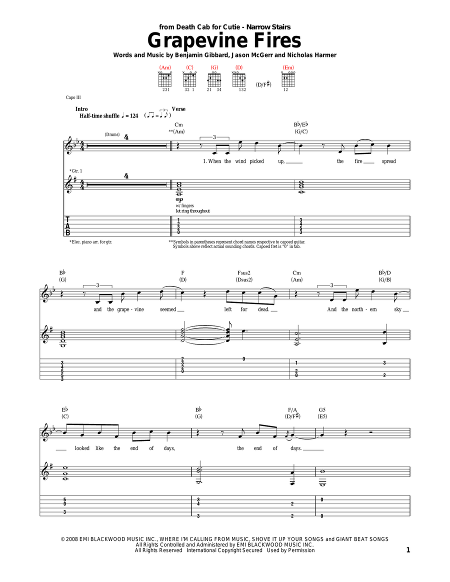 Grapevine Fires Acoustic Guitar scores gallery preview page 1
