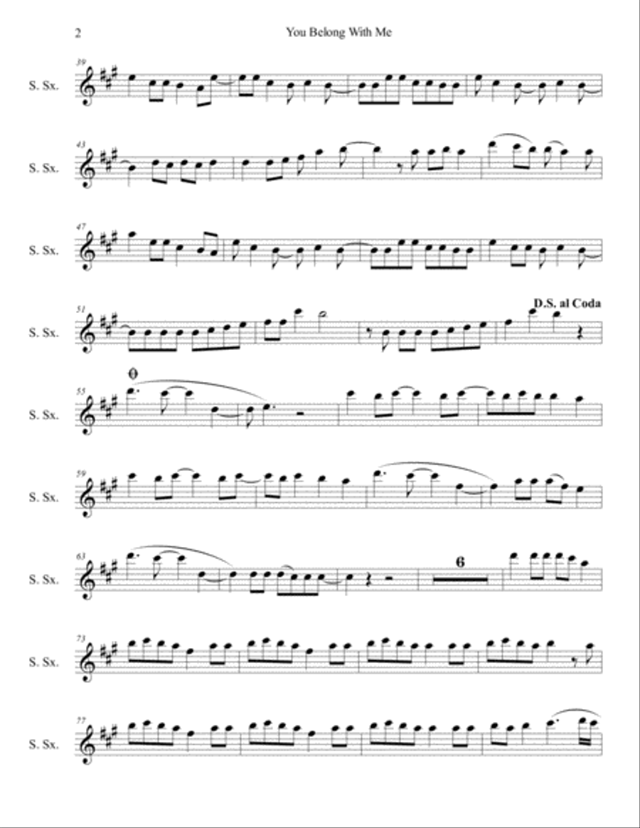 You Belong With Me You Belong With Me Soprano Saxophone scores gallery preview page 2