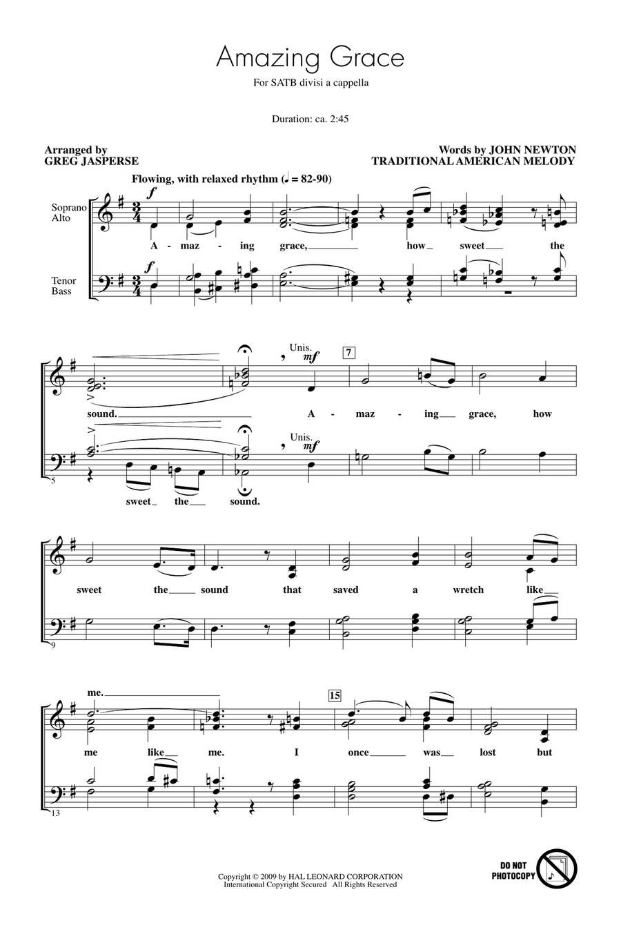 Amazing Grace 4-Part scores gallery preview page 1