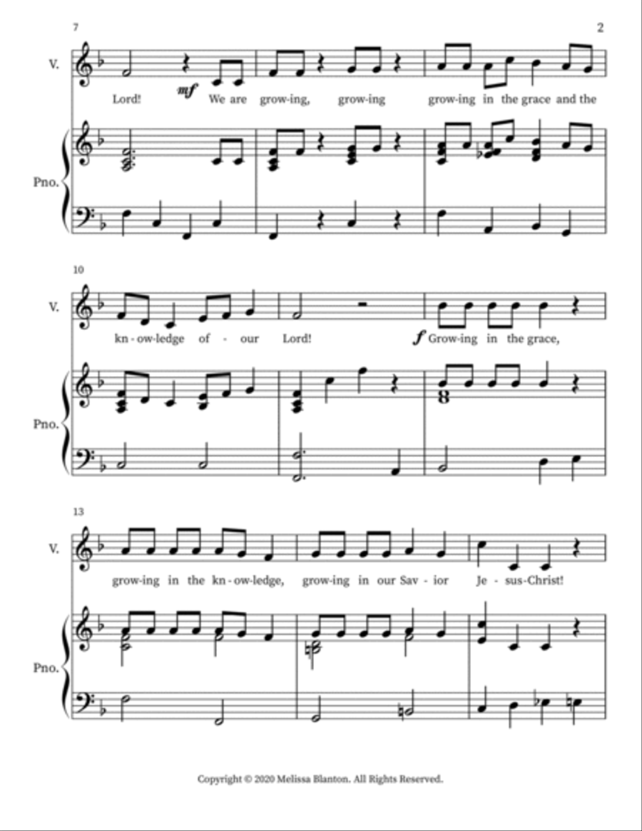 Bible Verse Song 2 Peter 3:18 Voice Solo scores gallery preview page 2
