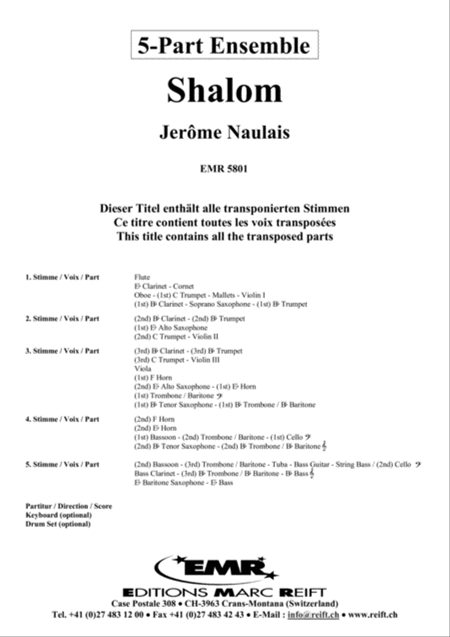 Shalom Shalom Concert Band scores gallery preview page 2