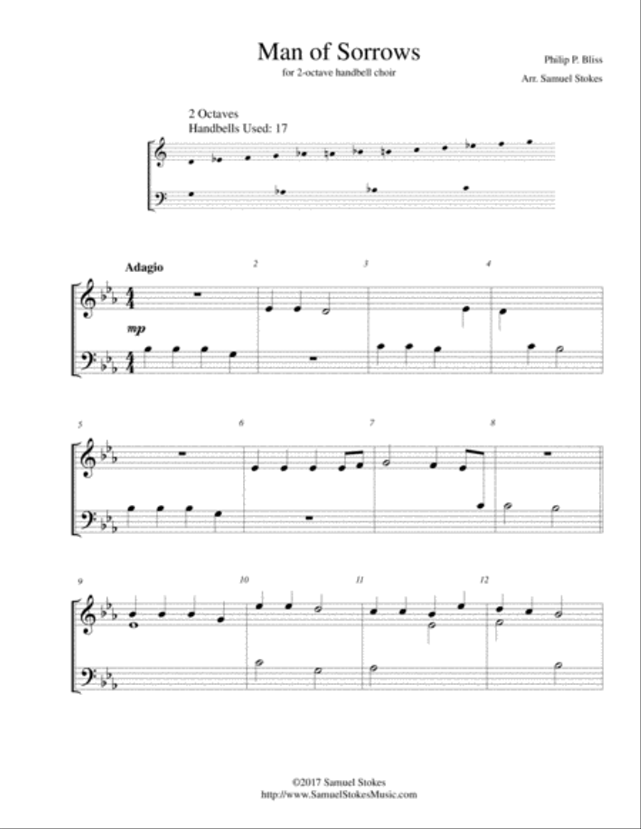Man of Sorrows (Hallelujah, What a Savior) - for 2-octave handbell choir 2-Octaves scores gallery preview page 1