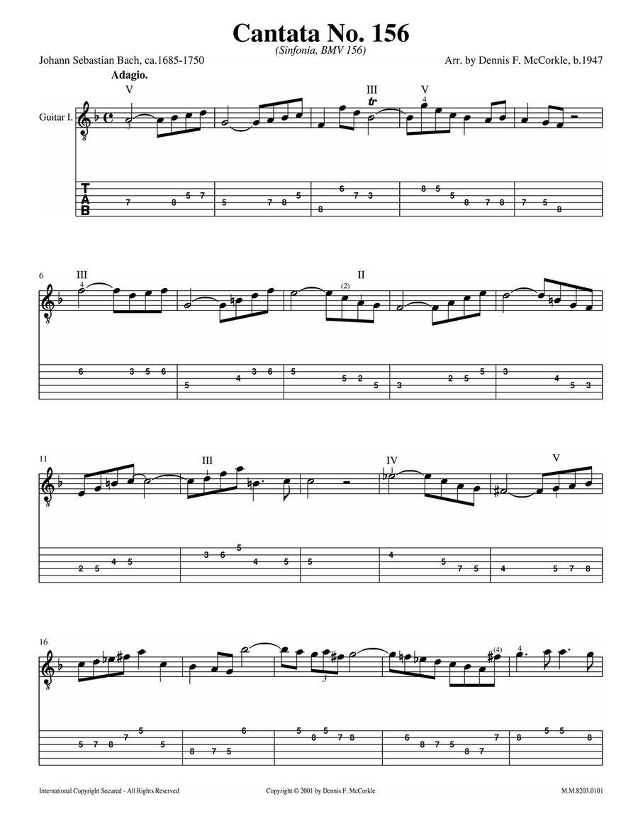 Cantata 156, for Two Guitars 