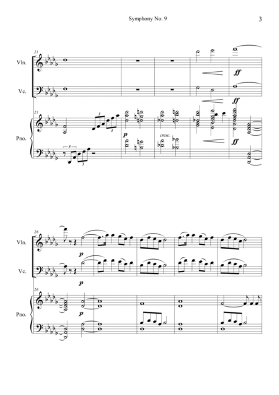 Symphony No.9 From the New world - II. Largo Piano Trio scores gallery preview page 3