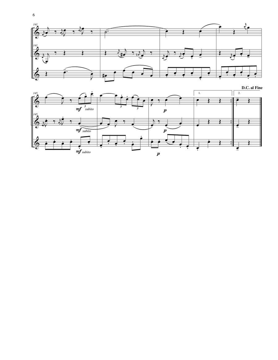 Minuet for Clarinet Trio (2 B-flat and bass clarinet), arranged from the original for three basset h Clarinet Trio scores gallery preview page 6