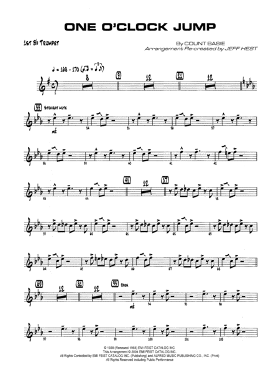 One O'Clock Jump: 1st B-flat Trumpet Jazz Ensemble scores gallery preview page 1