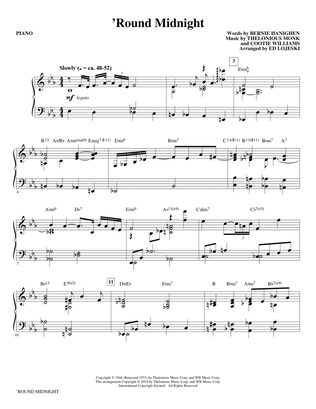 'Round Midnight (arr. Ed Lojeski) - Piano