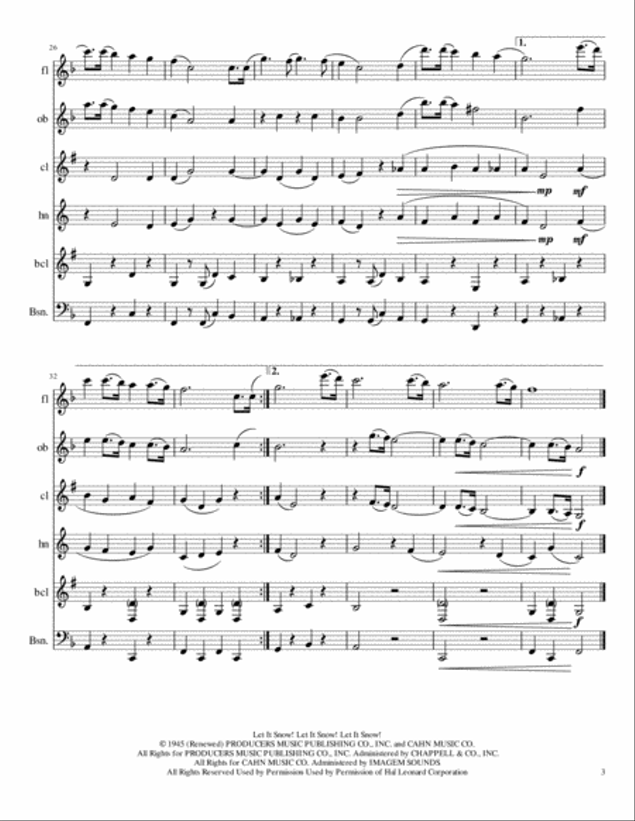 Let It Snow! Let It Snow! Let It Snow! Woodwind Quintet scores gallery preview page 3