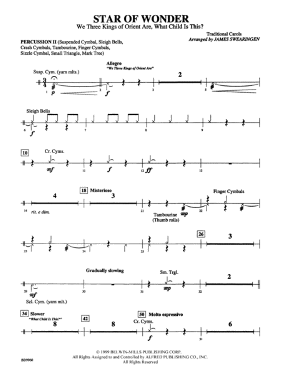 Star of Wonder: 2nd Percussion Concert Band scores gallery preview page 1