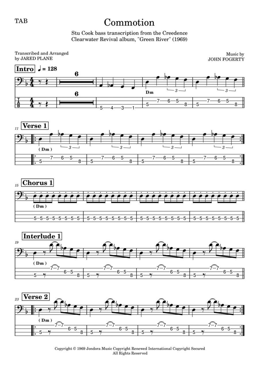 Commotion Guitar Tablature scores gallery preview page 1