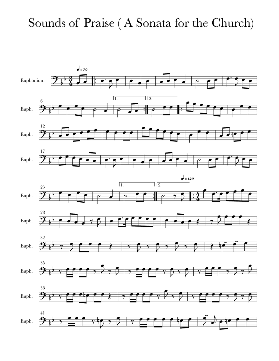Sounds of Praise (Church Sonata for Tuba Quartet) Tuba Quartet scores gallery preview page 4