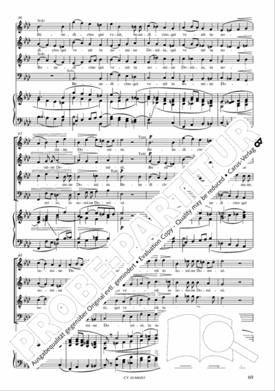 Mass in E flat major (Messe in Es) SATTB scores gallery preview page 70