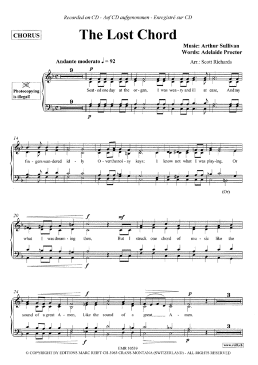 The Lost Chord 4-Part scores gallery preview page 4