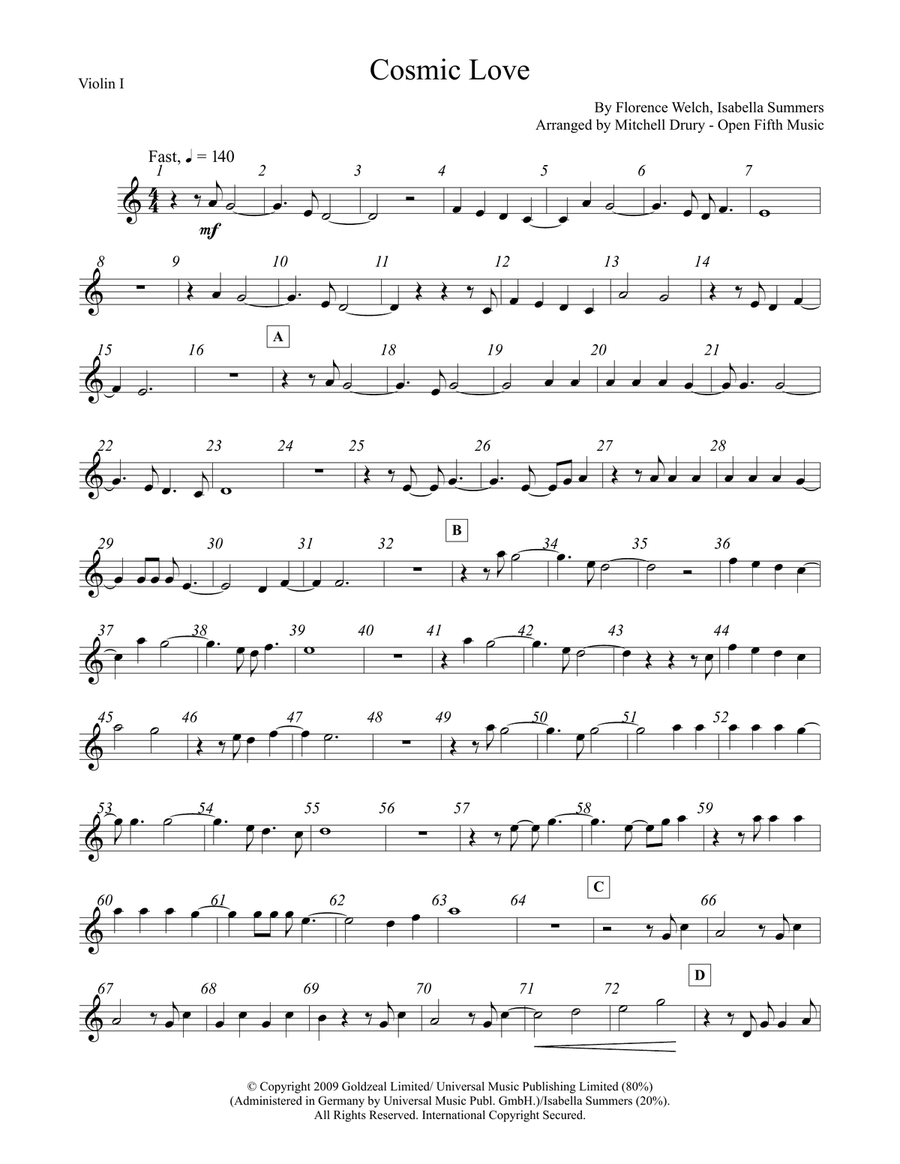 Cosmic Love String Quartet scores gallery preview page 1