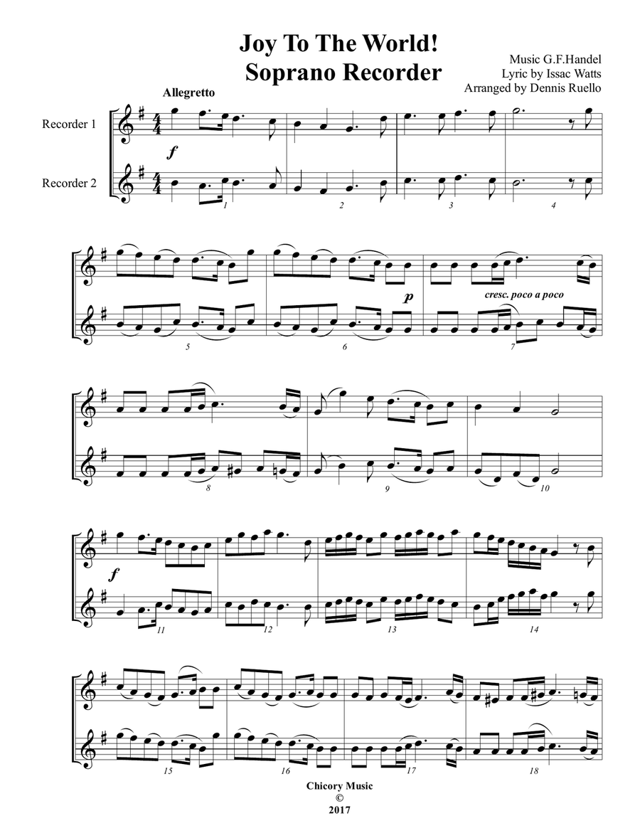 Soprano recorder shop sheet music