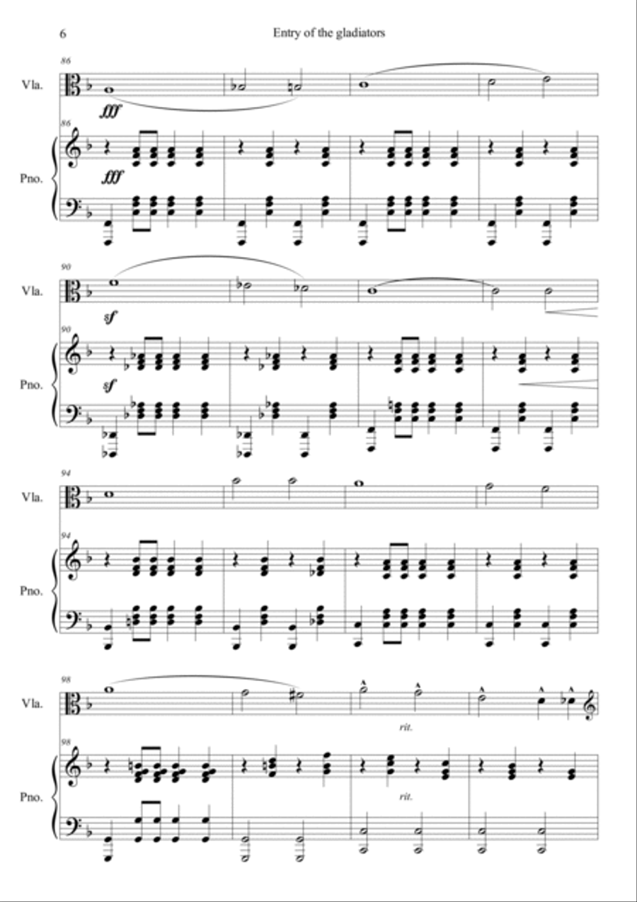 Entry of the Gladiators Viola scores gallery preview page 6
