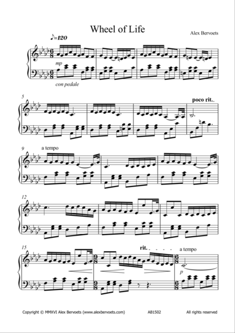 Wheel of Life Piano Solo scores gallery preview page 2
