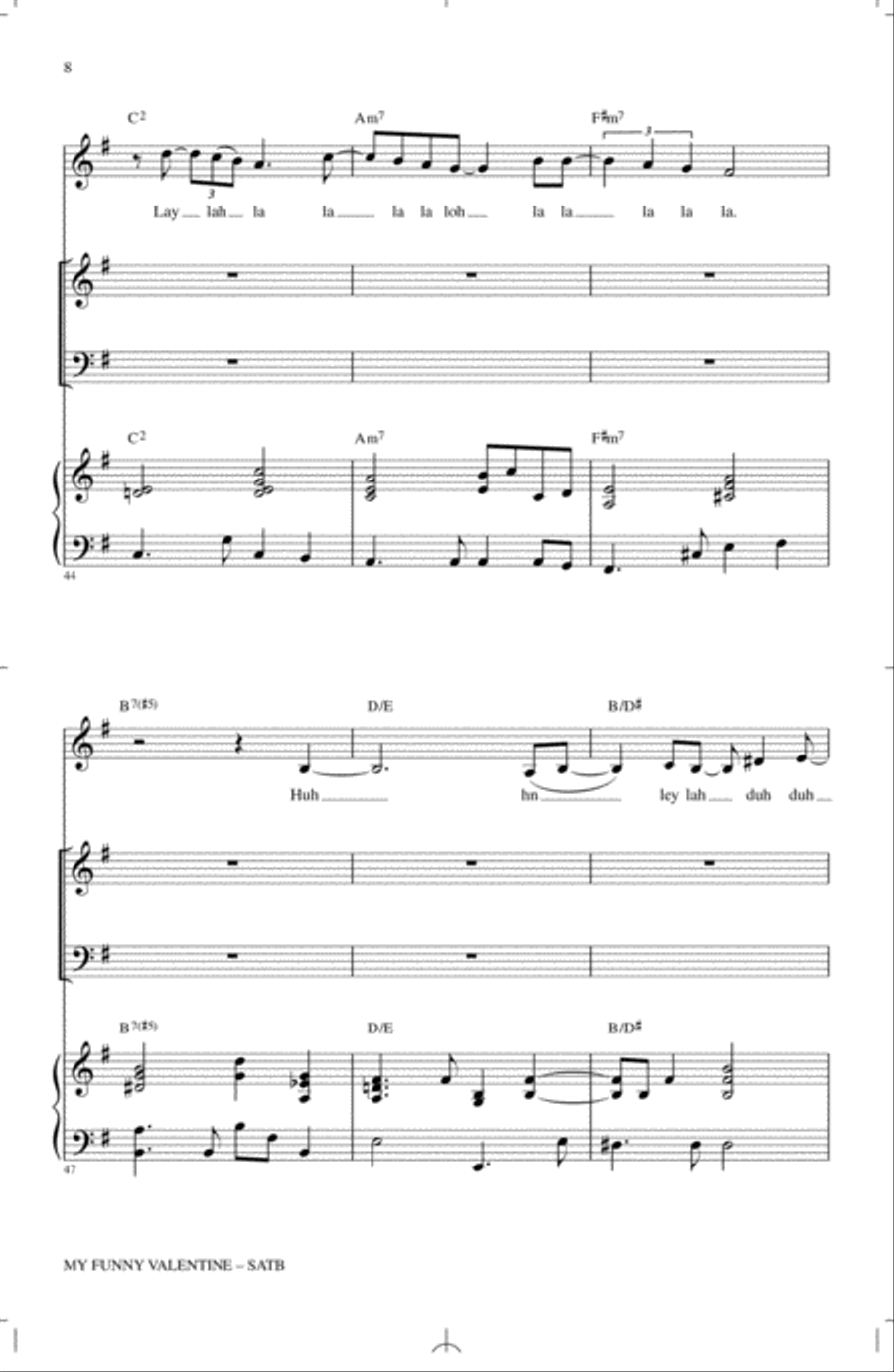 My Funny Valentine 4-Part scores gallery preview page 6