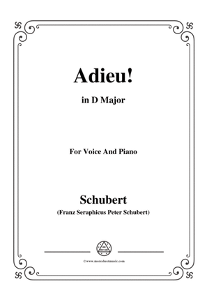 Schubert-Adieu!,in D Major,for Voice&Piano
