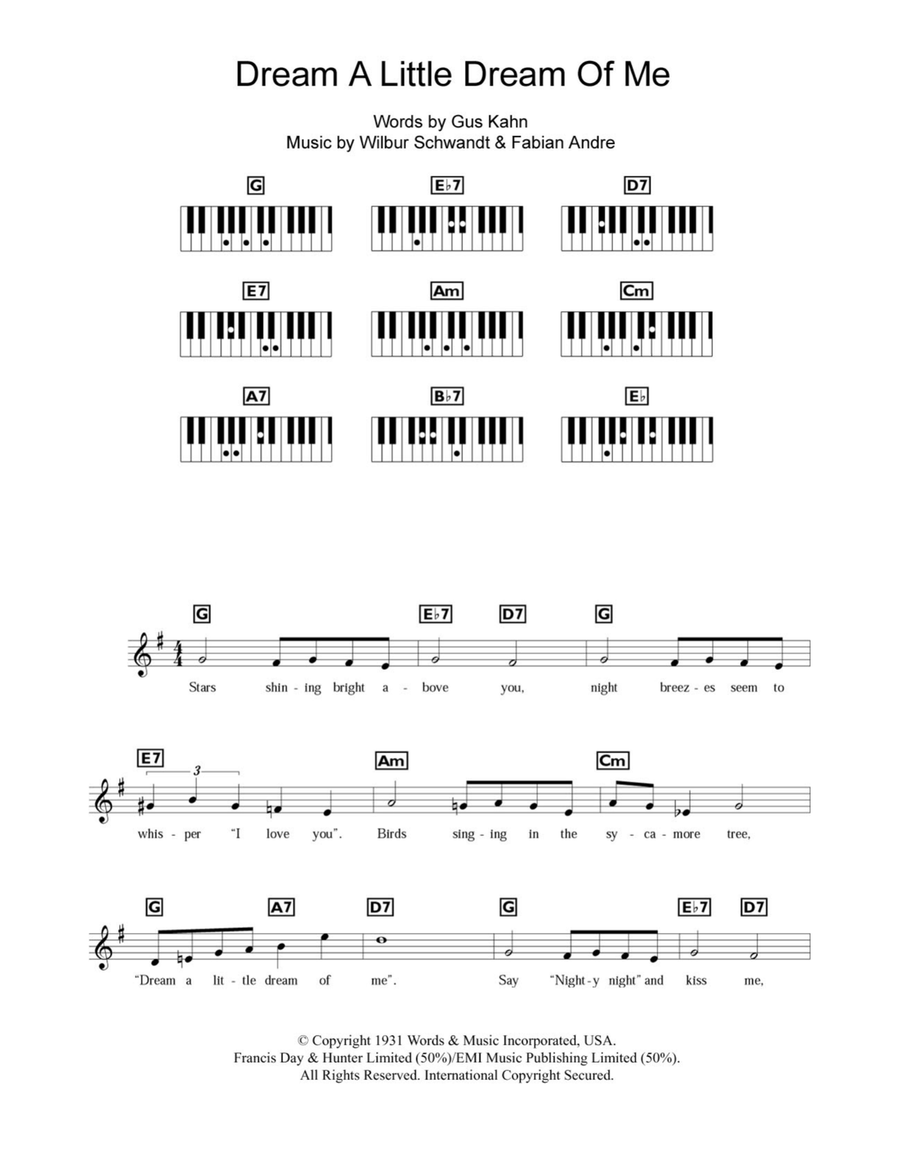 Dream A Little Dream Of Me Piano scores gallery preview page 1