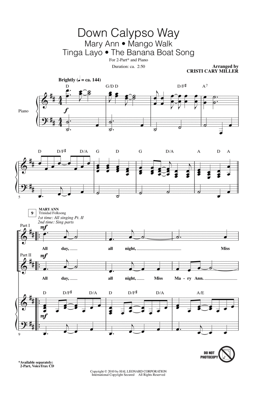 Down Calypso Way 2-Part scores gallery preview page 1