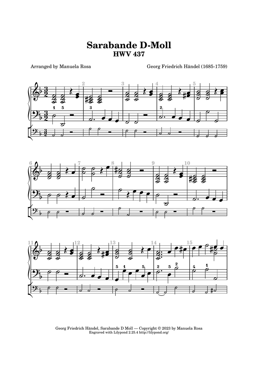 Sarabande d minor (Georg Friedrich Händel) modified organ version image number null