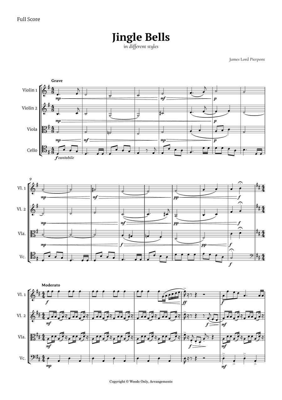 5 Christmas Songs for String Quartet plus one Bonus String Quartet scores gallery preview page 2