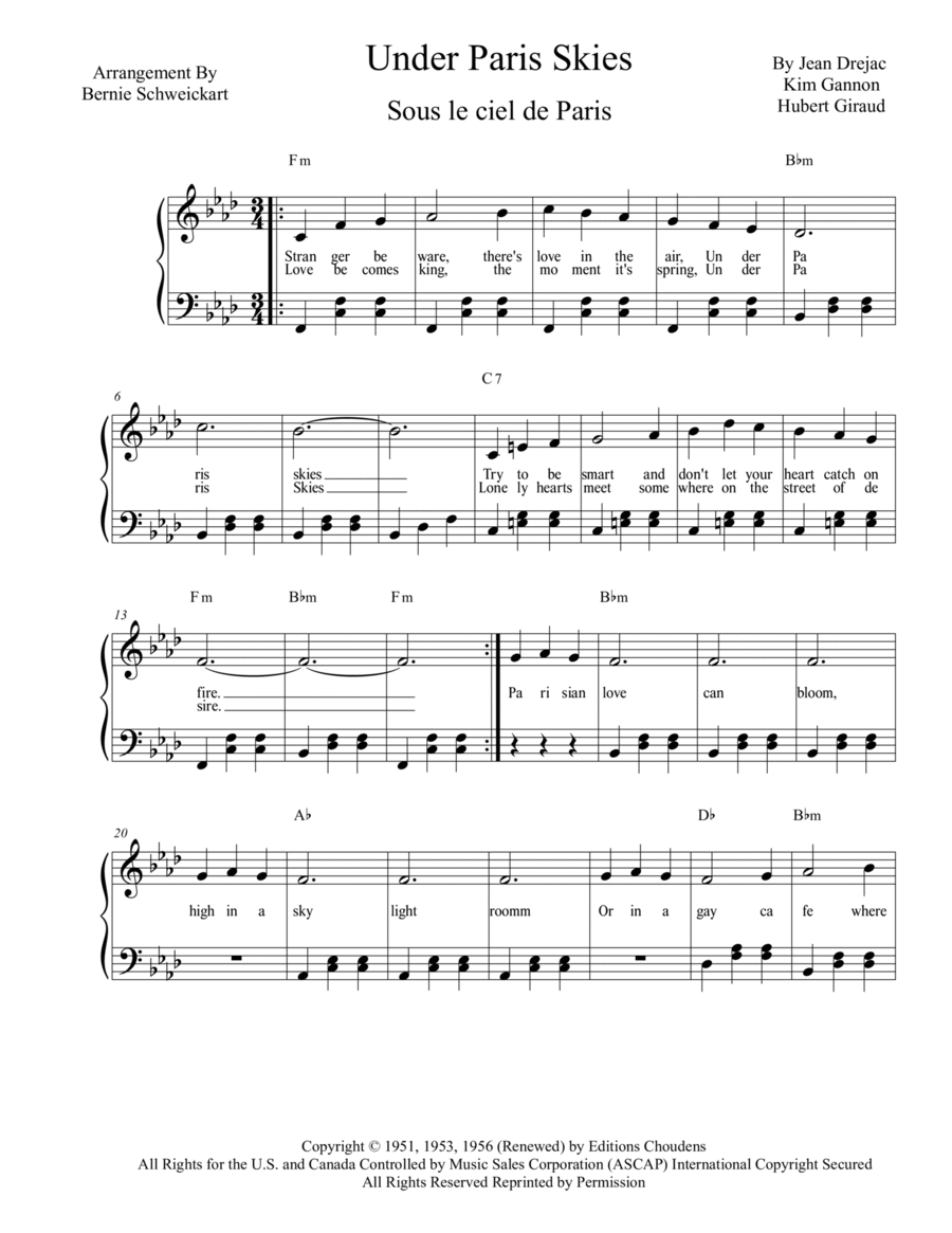 Under Paris Skies A Cappella scores gallery preview page 1