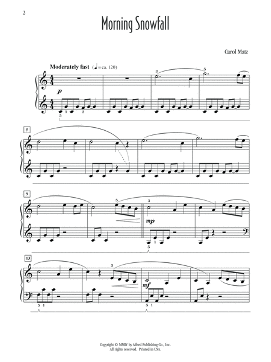 Morning Snowfall Easy Piano scores gallery preview page 2