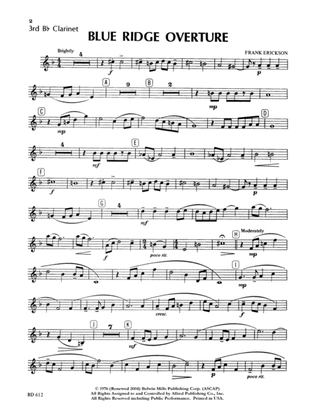 Blue Ridge Overture: 3rd B-flat Clarinet