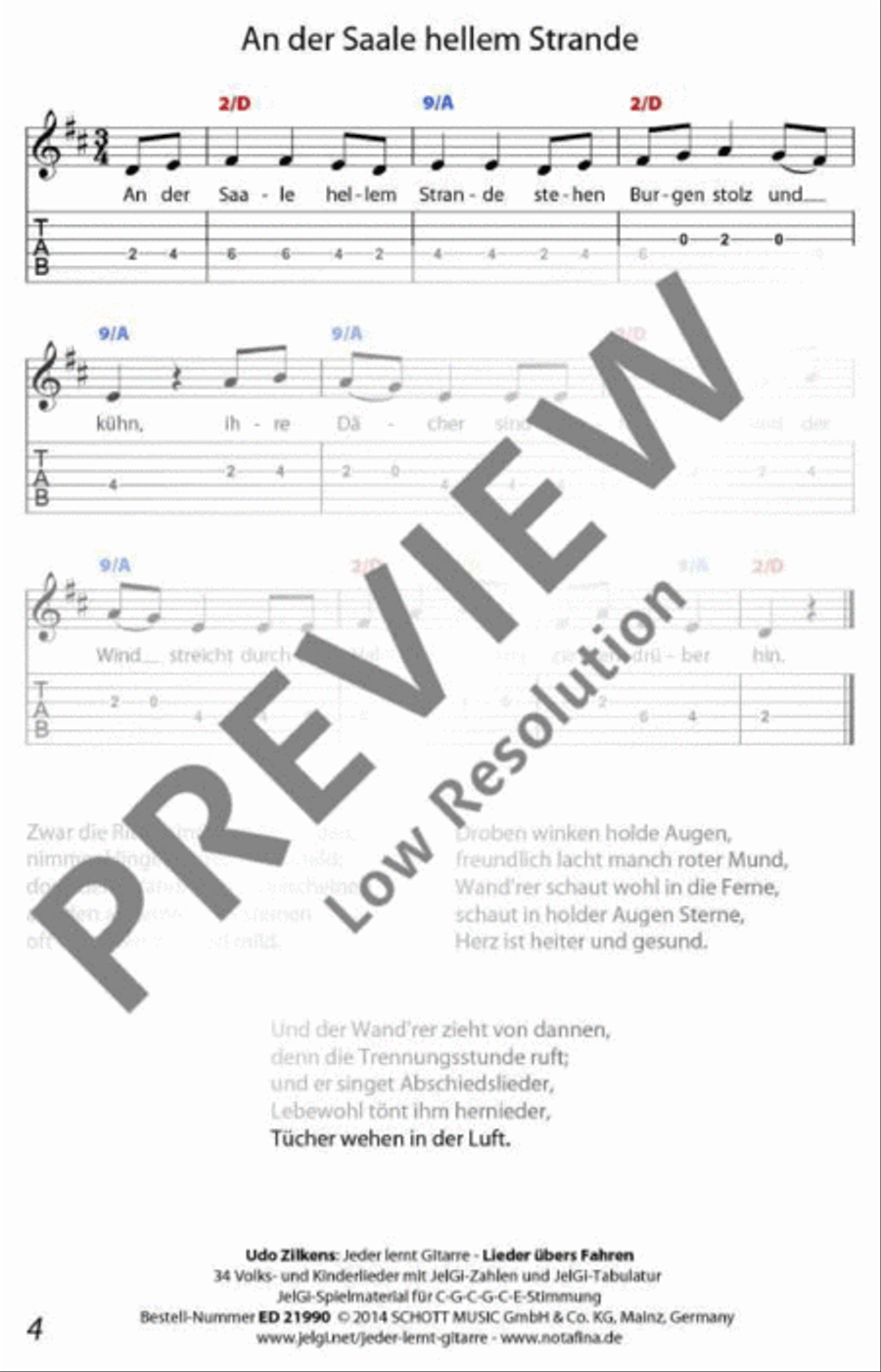 Jeder lernt Gitarre - Lieder übers Fahren Classical Guitar scores gallery preview page 5