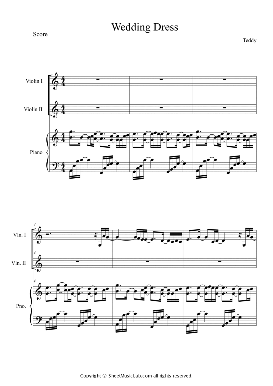 Wedding Dress Wedding Dress Piano Trio scores gallery preview page 1