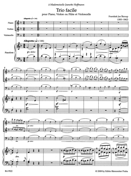 Trio facile for Piano, Violin or Flute and Violincello F major op. 28