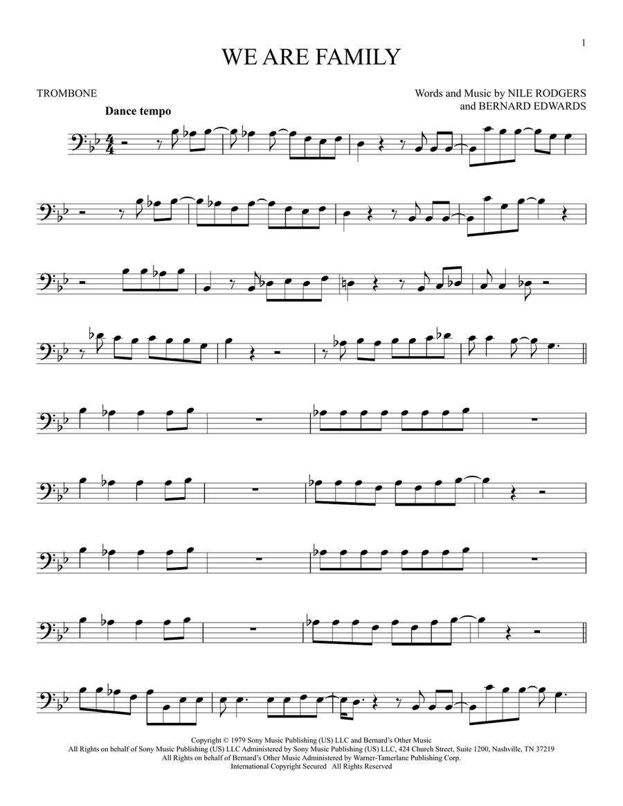 We Are Family We Are Family Trombone Solo scores gallery preview page 1