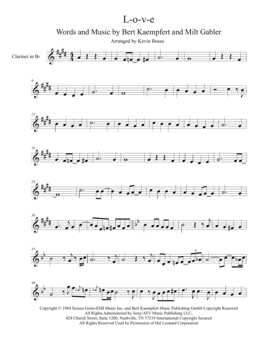 L-O-V-E Clarinet Solo scores gallery preview page 1