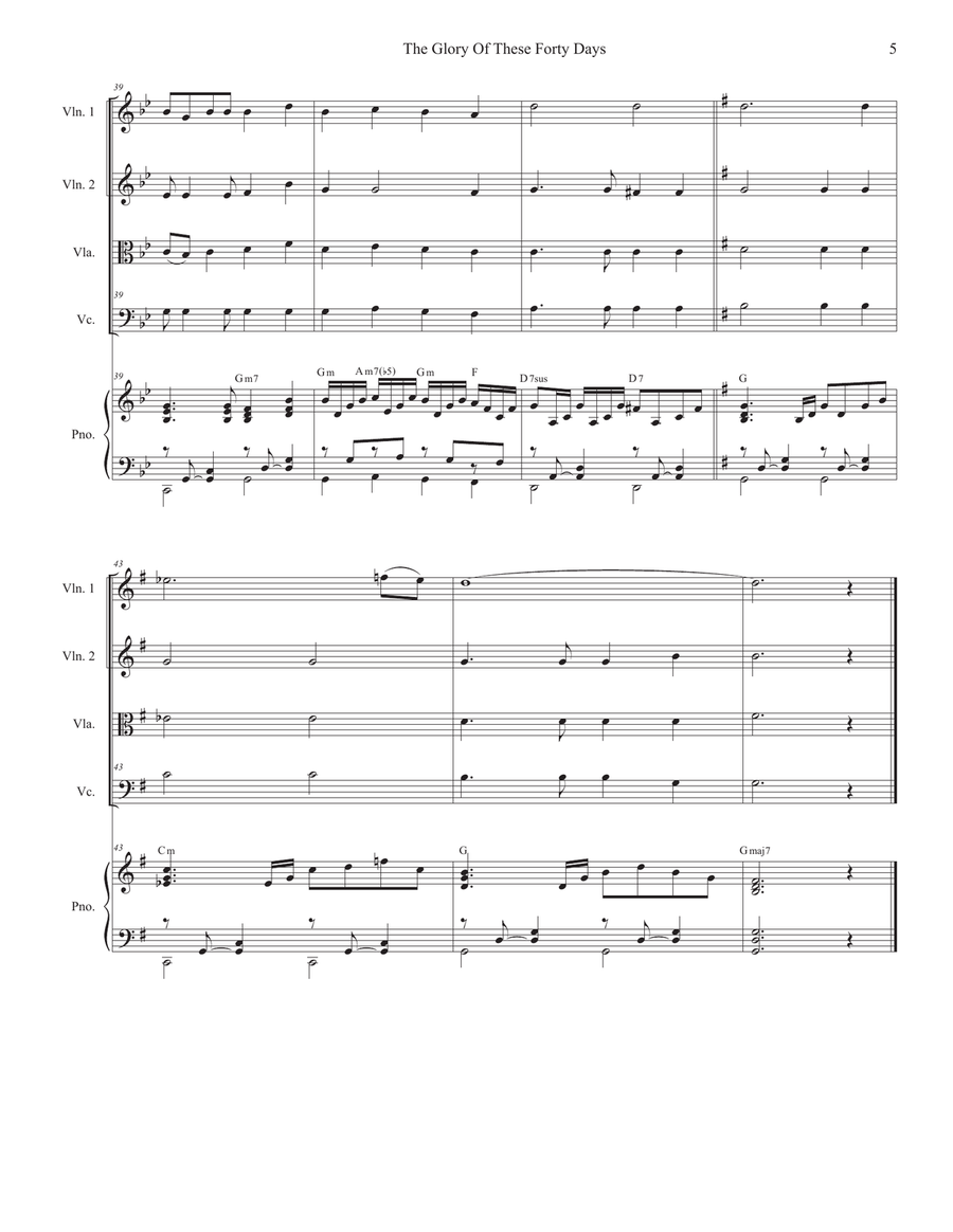 The Glory Of These Forty Days (String Quartet and Piano) String Quartet scores gallery preview page 5